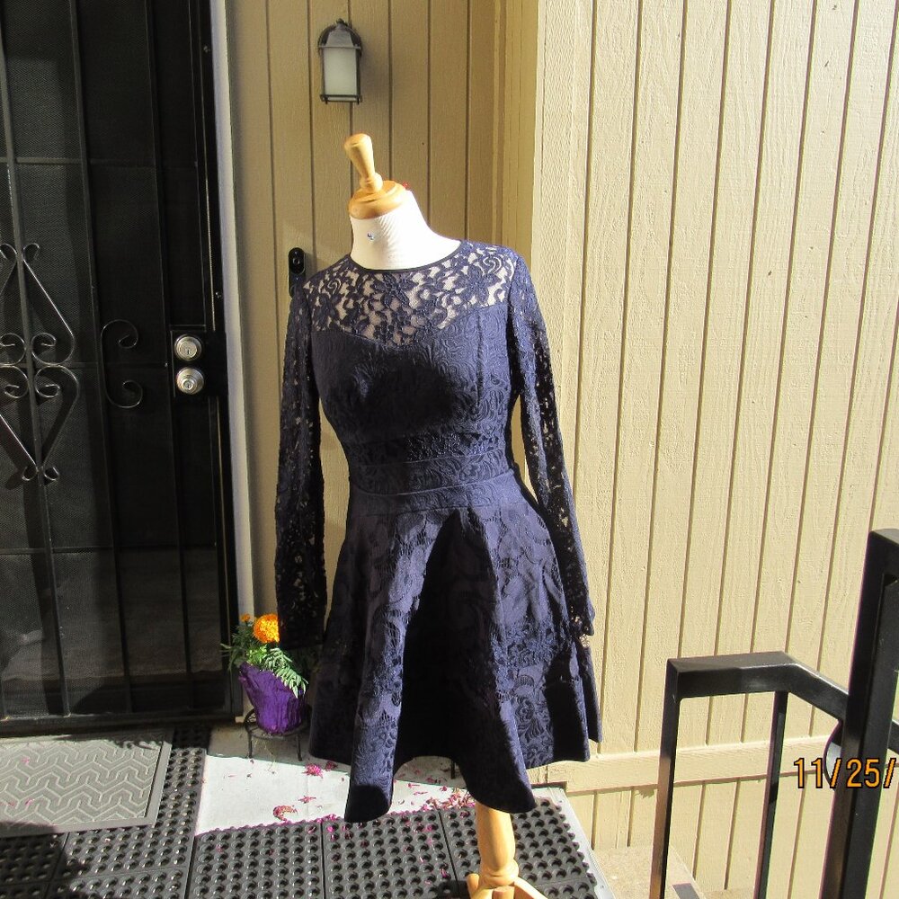 #492  NEW WOMAN'S FULL LACE NAVY DRESS BY COAST  (SIZE 8US/ 12UK)
